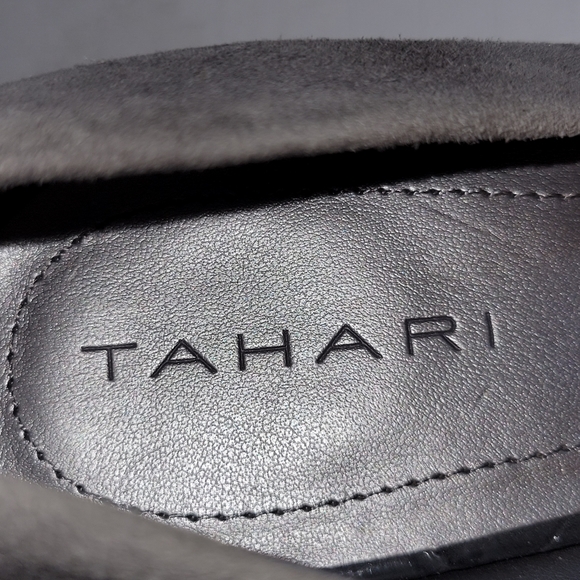 Tahari Lindsey Leather Suede Textured Open Toe Heels Size 7M - Picture 8 of 10